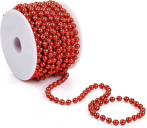 Amazon Naler 装飾 ボールチェーン 電気メッキ 結婚式 披露宴 パーティー装飾 クリスマス飾り ガーランド Diy レッド 10m ロール 6ｍｍ おもちゃ おもちゃ