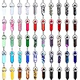 Hicarer 50 Pieces Mixed Stone Beads Crystal Stone Pendants Quartz Charms with Storage Bag for Jewelry Making
