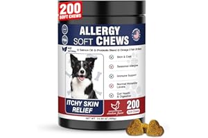 TARAXA Dog Allergy Chews 200 Treats, Dog Allergy and Itching Skin Relief Bites Immune Support Dogs Probiotics for Yeast, Itchy Skin and Itchy Ears Anti Itch Licking Paws Treatment for Dogs Seasonal Allergies