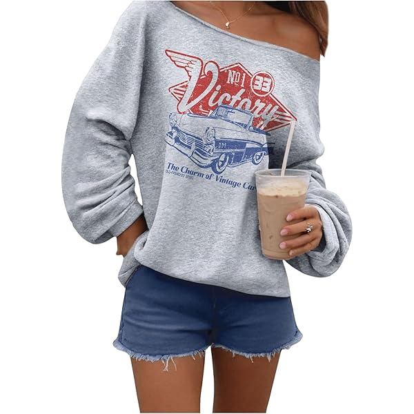 【DIANTÉ】 LOGO OFF-SHOULDER SWEAT TOPS Amazon.com: Bosloga Off-Shoulder Sweatshirt for Women