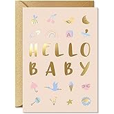 Sweetzer & Orange Baby Shower Card with Gold Foil – Gender Neutral Baby Shower Greeting for Boy or Girl – 5”x7” Baby Congratu