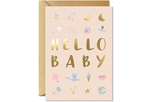 Sweetzer & Orange Baby Shower Card with Gold Foil – Gender Neutral Baby Shower Greeting for Boy or Girl – 5”x7” Baby Congratu