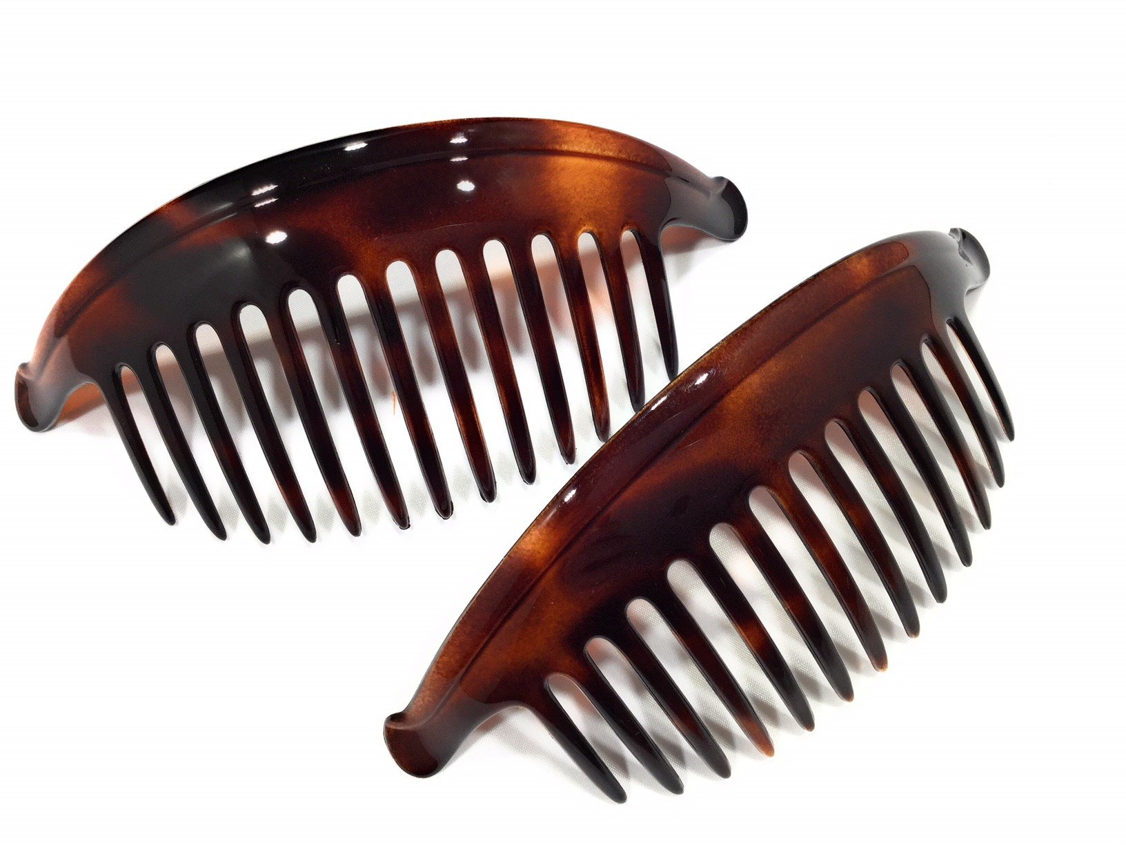 niavida Hair Comb, Set of 2, 17 cm, Havana Brown - Made in France from Cellulose Acetate