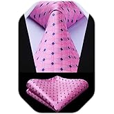 HISDERN Plaid Checkered Tie Handkerchief Woven Classic Formal Men's Necktie & Pocket Square Set