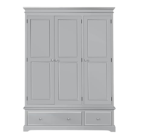 Birlea Suffolk 3 Door 2 Drawer Wardrobe Wood Dove Grey Amazon