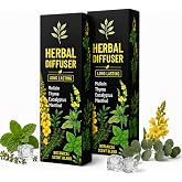 Botanical Aroma Herbal Diffuser Pen Set, Mullein, Thyme, Eucalyptus &amp; Mint Botanical Scent,Non-Electronic Personal Fragrance Accessory 2 Pack