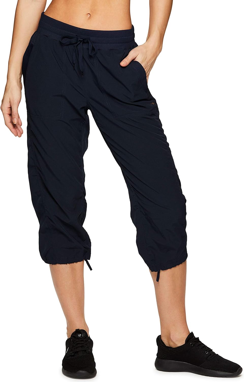 RBX Active Women's Fashion Lightweight Stretch Woven Body Skimming Drawstring Capri Pant at  Women’s Clothing store