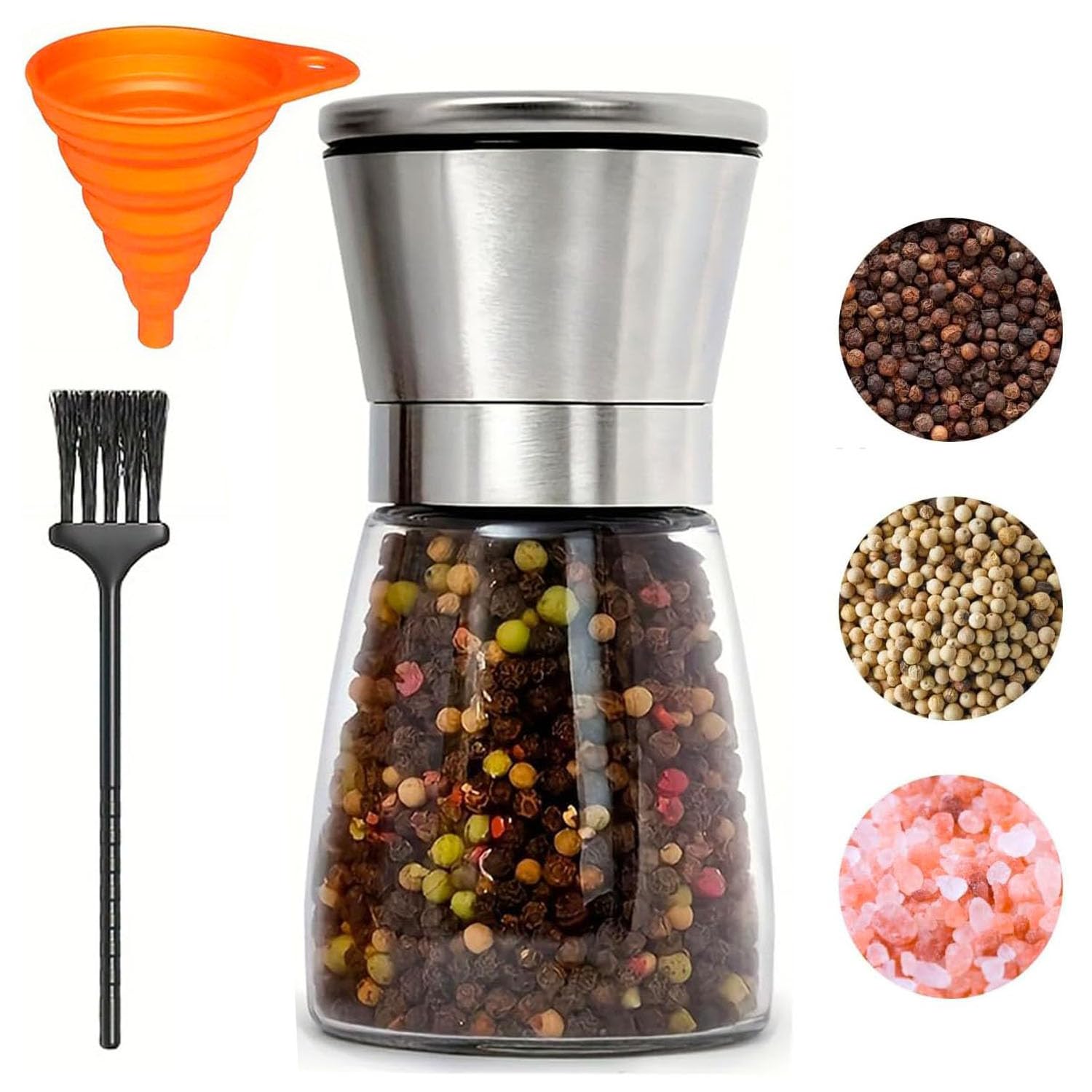 Photo 1 of *USED*
TooWoom Pepper Grinder Salt Grinder, 5.5 inch Stainless Steel Pepper Mill w/Adjustable Coarseness, Refillable Salt with Funnel, Cleaning Brush, Manual Pepper Grinder for Black Peppercorns