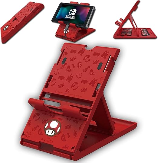 Amazon プレイスタンド Switch スタンド ニンテンドースイッチ マリオ キノコ スイッチスタンド 折り畳み式 携帯置き台 角度調整可能 滑り止め 小型 コンパクト Switch Switch Lite対応 红 周辺機器 アクセサリ