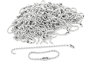 JDYYICZ 100 Pcs 3.5 inch Long Stainless Steel Ball Bead Chain Nickel Plated Keychain,each with Matching Connectors 2.4 mm Dia