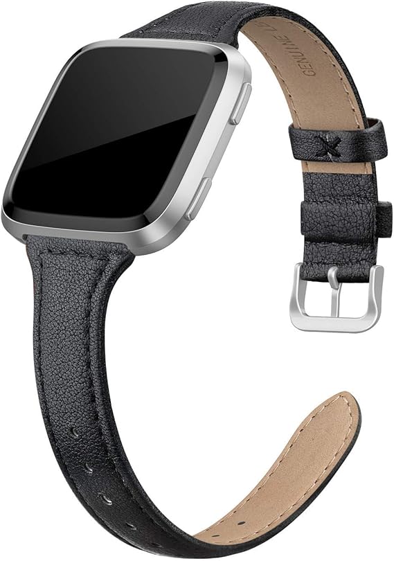 EDIMENS Bracelet en cuir véritable compatible avec Fitbit Versa 2