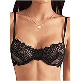 MakeMeChic Women's Floral Lace Push Up Bras Underwire Spaghetti Strap Backless Bra Underwear