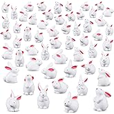 Marsui 100 Pcs Bunny Miniatures Figurines Rabbit Miniature Accessories Easter Garden Landscape Garden Bunny for Easter Accessories Dollhouses Decoration(Classic Rabbit)