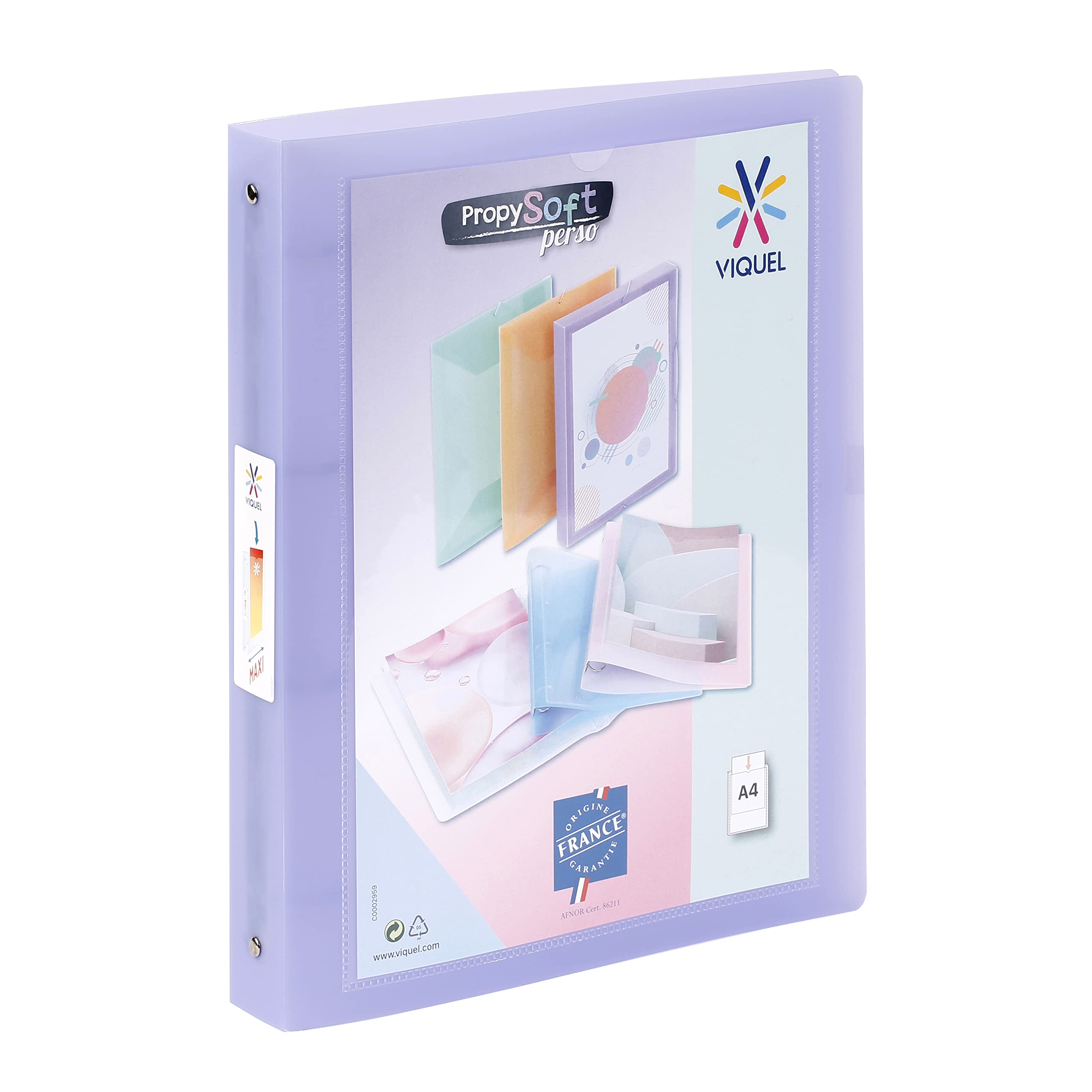Viquel - A4 Maxi Flexible Binder - 4 Rings - 4 cm Spine - for A4 documents - Translucent Purple