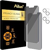 Ailun Privacy Screen Protector + Camera Lens Protector for iPhone 14 | 2+2 Pack, 6.1 inch, Tempered Glass Film, Anti Spy Private, Case Friendly, HD