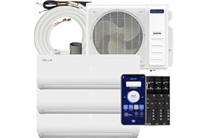 Della 35K BTU ODU 19 SEER2, Tri 3 Zone 9K 12K 12K BTU 208-230V Cools Up to 1500 Sq.Ft, Works with Alexa, Wifi Energy Efficient Multi Zone Mini Split Air Conditioner Pre-Charged Heat Pump Full Set