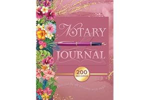 Notary Journal: Official Notary Public Log Book to Record Notarial Acts - 200 Records - (Gold and Pink Cover)
