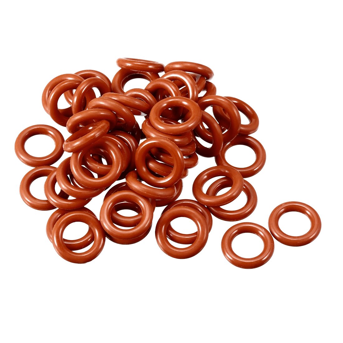 sourcingmap Silicone O-Ring, 10mm OD, 6mm ID, 2mm Width, VMQ Seal Rings Gasket, Red, Pack of 50