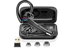 Atheewon Bluetooth Headset V5.4, 115H Playtime Wireless Bluetooth Earpiece with Dual Mic Noise Cancelling Computer Headset Hand Free Headphones for Trucker, Driver, Home, Work, Business