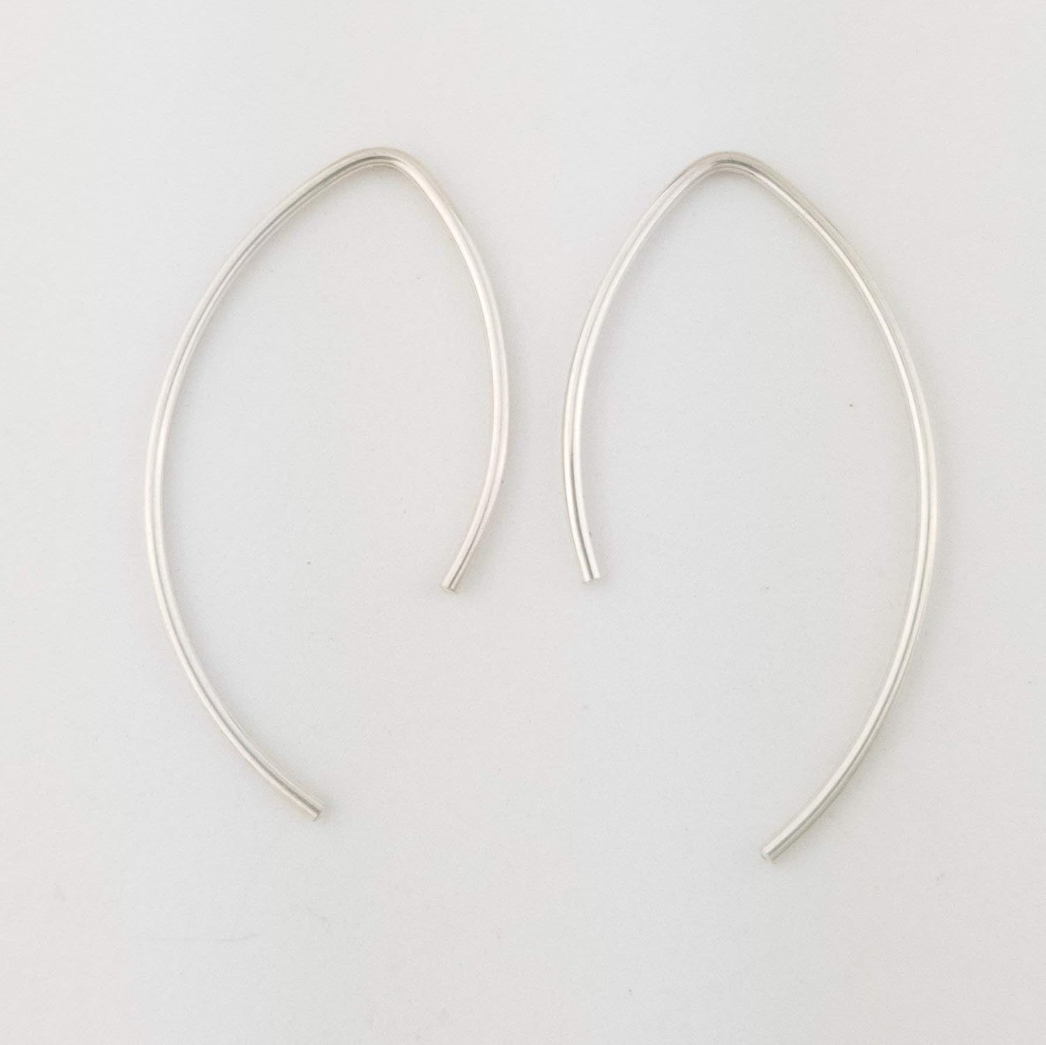 1" Thin Sterling Silver Threader Earrings Silver Open Hoops