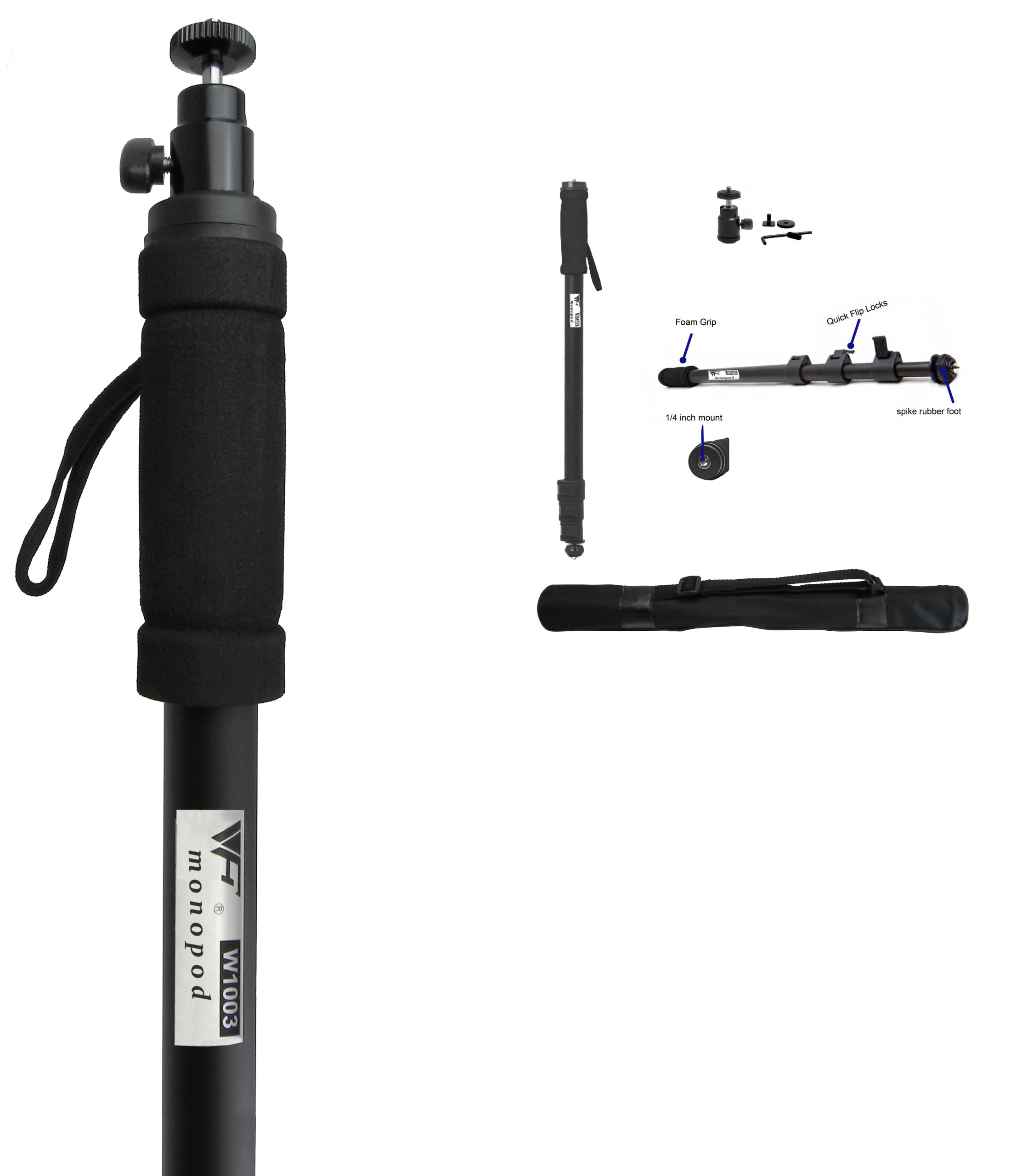 OEC Metal Micro Tripod Ball Head 1/4" Kit + Monopod W1003 Lightweight