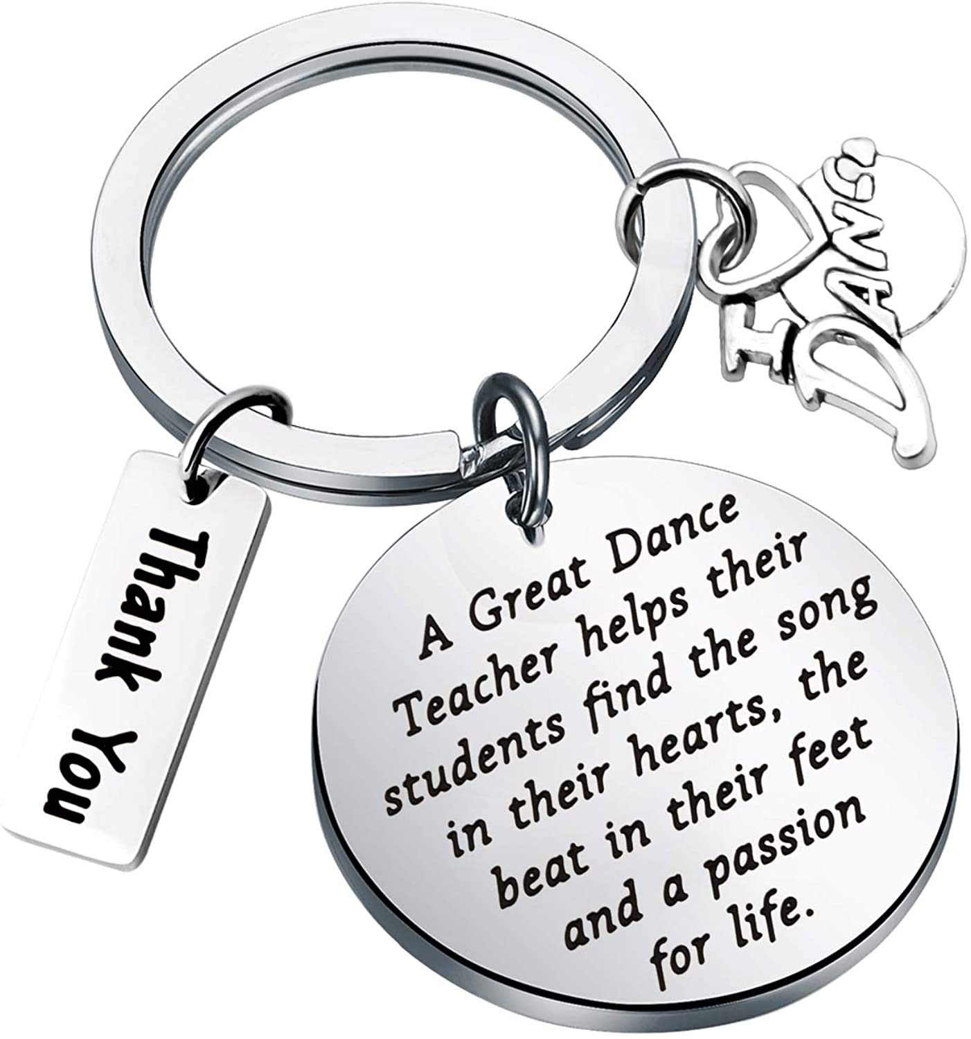 Dance Teacher Gifts Keychain Dance Instructors Gifts Dance Jewelry Gifts Thank You Dance Coach Gifts Love to Dance Charm (silver)