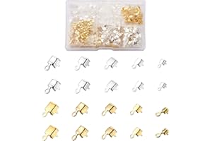 Craftdady 500pcs Cup Chain Connectors Crimp Cord Ends Tips Terminators with Loop for Iced Out Rhinestone Chain Jewelry Making, 5 Sizes & 2 Colors