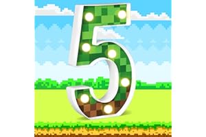 AXBMM 8.5" Pixel Game Light up Numbers Pixel Game Birthday Decorations Happy Birthday Light up Sign Pixel Pattern Game Theme Party Supplies Table Centerpieces (Number 5)