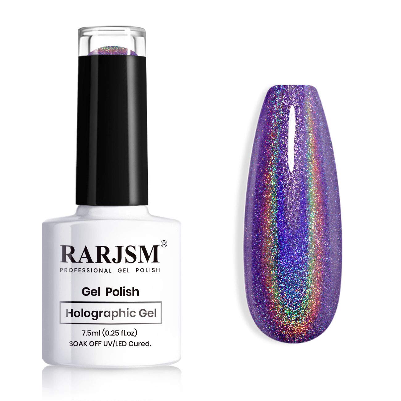 RARJSM Holographic Nail Polish Dark Purple Nail Polish 1 Pack 0.25 Fl.oz Quick Dry Gel Polish Nail Lamp Cured for Salon Home DIY Nail Art Design RAR76