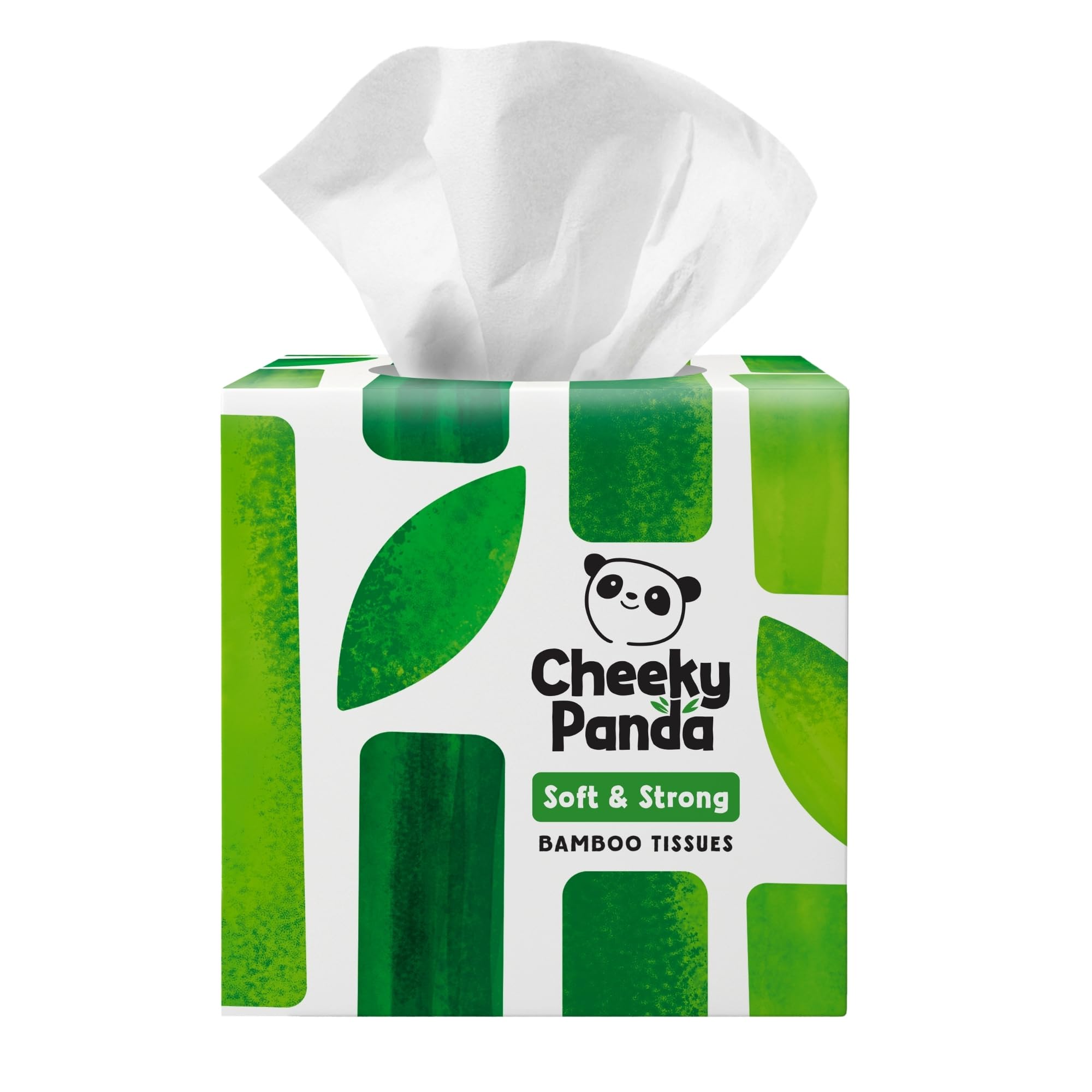 The Cheeky Panda Bamboo Facial Tissues Cube Box | Soft, Strong and Sustainable Tissues | Perfect Table Size Tissue Box | 56 Tissues