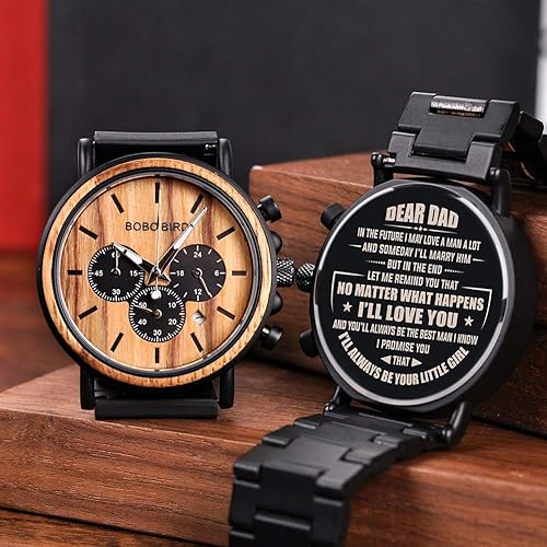 BOBO BIRD Men's Personalized Engraved Wooden Watch, Stylish Wood