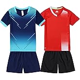 LUCKYLUAN Boy's 2-Pack Soccer Jersey and Short Sets Quick Dry Sports Team Training Uniform Knit