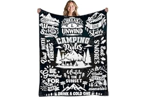 Camping Blanket for Camping Lovers, Giftsfor Men and Woman, Soft Throws Flannel Fleece Blankets Gifts for Camper Outdoor, Out