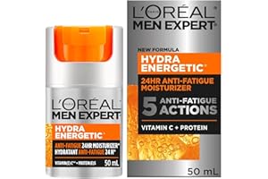L’Oréal Paris Men Expert Anti Fatigue Daily Face Moisturizer for Men with Vitamin C & Protein, 24HR Non Greasy Hydration, For