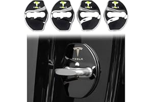 YJMOTOR Fit 2016-2023 Tesla Model 3 Car Door Lock Cover Protector for Model Y Door Stopper Cover with Stainless Steel Guard Tasla Accessories 4Ps (Titanium Black)