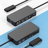 Surface Docking Station Triple Displays Dual HDMI + VGA with Power Adapter,12 in 1 Surface Dock 2 for Microsoft Surface Pro 12/11/10/9/8/X/7/6/5/4/3,Surface Laptop 7/6/5/4/3/2/1,Surface Book Go