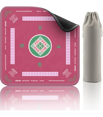 34.5\"x34.5\" Large Rubber Mahjong Mat Anti Slip And Noise Reduction Play Mat For Mahjong, Board Games, Dominoes, Tile Games Tabletop Cover Poker Mat With Carrying Bag(Black