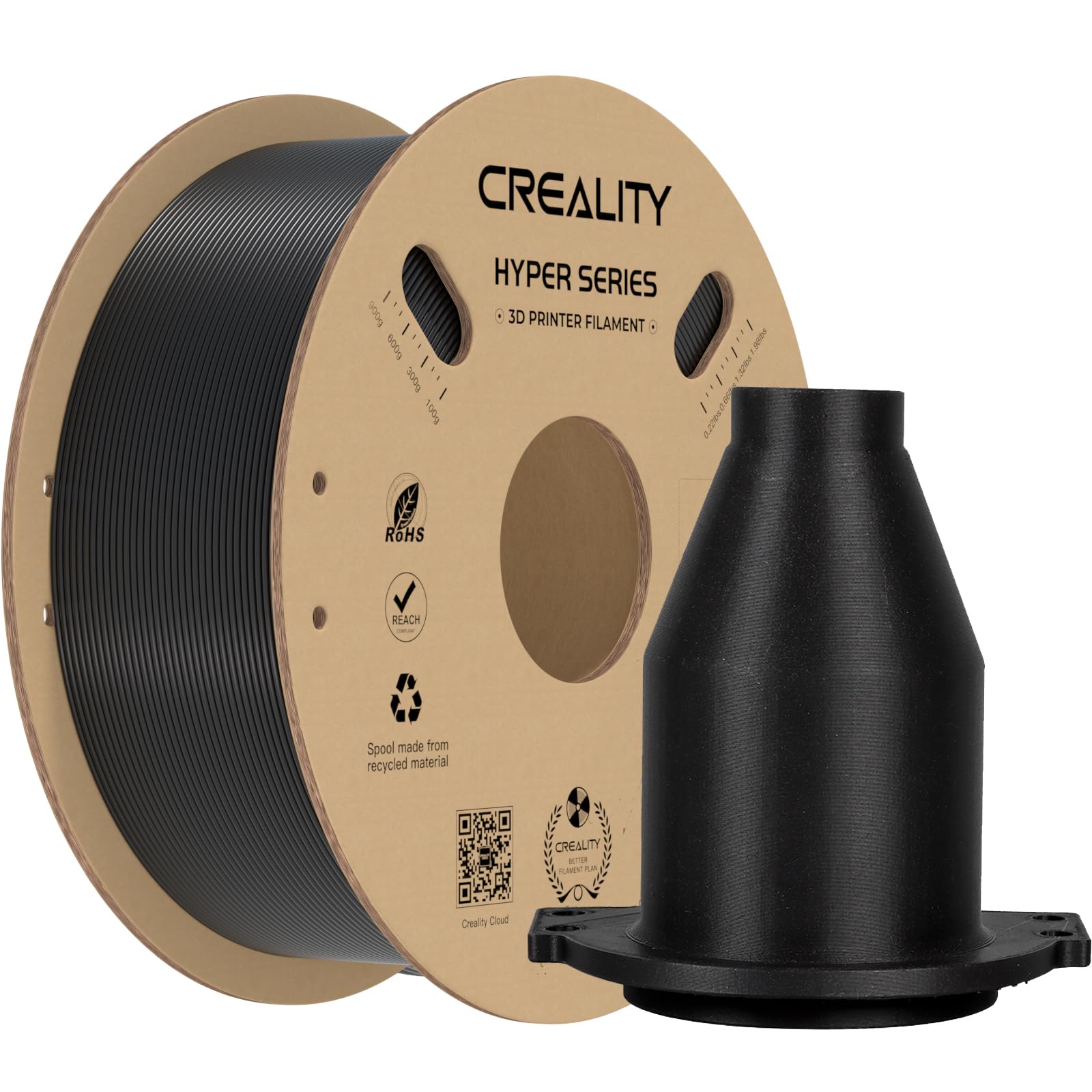 Creality ABS 3Dプリンターフィラメント 1.75mm K1 Max/Ender 3 V3/Ender 3 V3 SE/KE用 フィラメント Hyper ABS フィラメント 高速 350mm/s 1kg(2.2lbs)/スプール 高速フィラメント ハイパーフィラメント 寸法精度±0.05mm 3Dプリンターに適合 (ブラック)商品画像