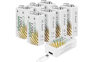 TEMIBATT 9 Volt Lithium Battery, 8 Pack Rechargeable 9V Batteries for Smoke Detector,Wireless Microphones, multimeters