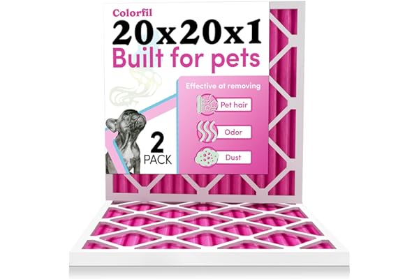 20x20x1 Air Filter by Colorfil | Color Changing Filters Designed for Cat and Dog Odor | MERV 8 Filter | Air FIlter 20x20x1 | 