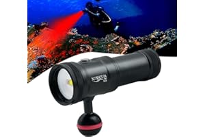 Dive Video Light 2000 Lumen Dive Photography Camera Light for gopro Dive LED Flashlight lamp, 100M/330FT Underwater Flood Light with White Beam red Beam Battery Rechargeable Torch NiteScuba V20
