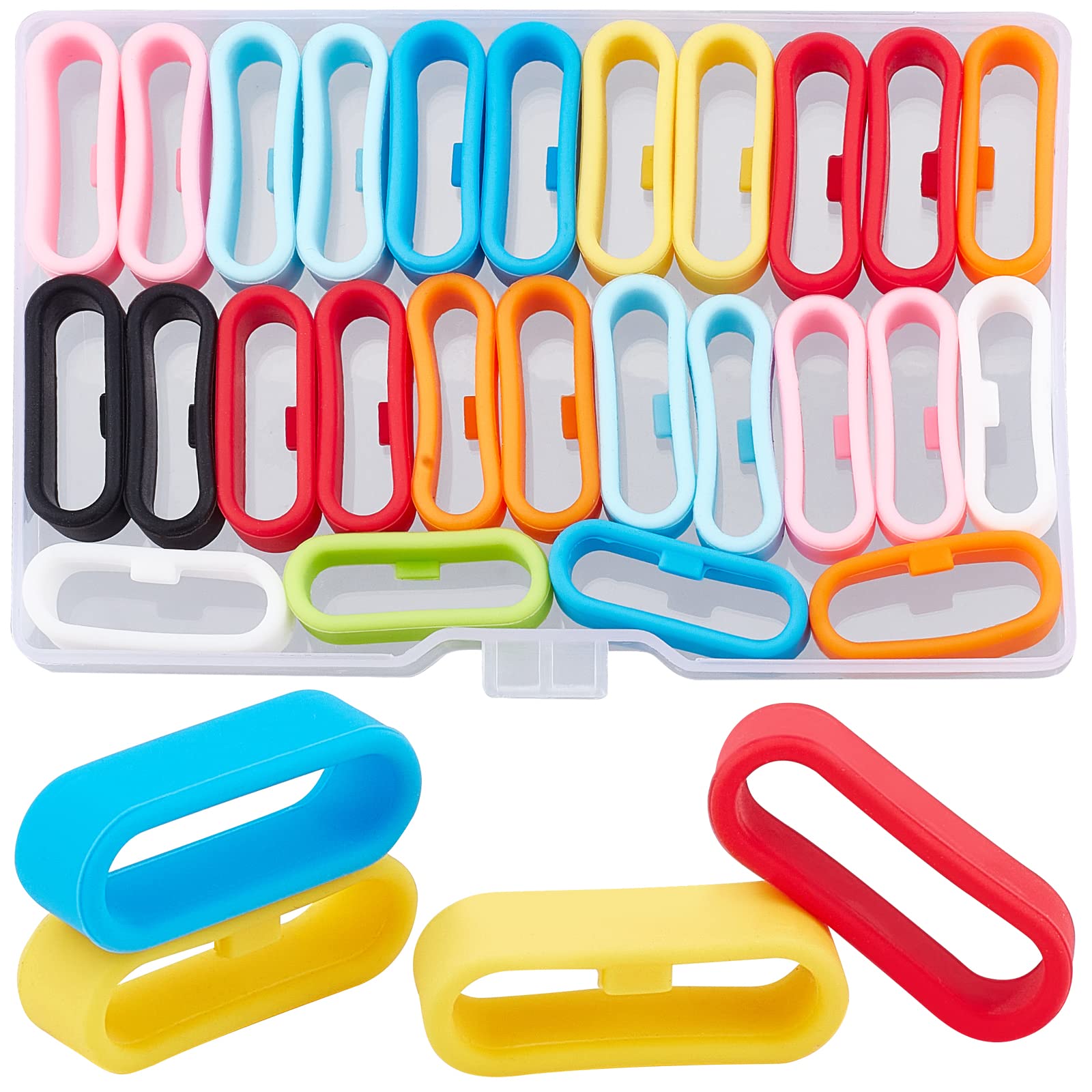 GORGECRAFT 1 Box 36Pcs 9 Colors 21mm Inner Width Watch Strap Loop Silicone Watch Band Holder Rings Watch Band Keeper Retainer Fastener Loops Compatible Replacement Parts for Smart Sport Watch Belt