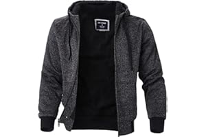 Facitisu Heavyweight Sherpa Lined Fleece Hoodie Sweatshirts for Men Winter Zip Plus Size Jacket