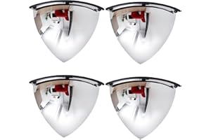 Suzile 4 Pieces Quarter Dome Mirror High Viewing Angle Safety Security Corner Acrylic Convex Mirror for Blindspot (18 Inch)
