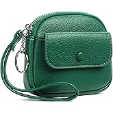 SENDEFN Women's Small Wristlet Coin Pouch Leather Zipper Purse RFID Protection