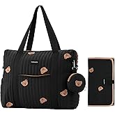 GOBABYMART 3pc Diaper Bag Tote Set, Hospital Bag for Labor & Delivery, Maternity Travel Bag with Changing Pad & Pacifier Case