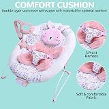 LADIDA Baby Bouncer Birth to 6 Months 3 Speeds 8 Songs Removable Toy Bar view 2
