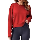 PINSPARK Soft Crewneck Cropped Sweatshirt for Women Long Sleeve Relaxed Lightweight Basic Crop Tops 2025