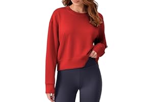 PINSPARK Soft Crewneck Cropped Sweatshirt for Women Long Sleeve Relaxed Lightweight Basic Crop Tops 2025
