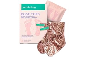 Patchology Rosé Toes Moisturizing Foot Mask for Dry Cracked Feet, Shea Butter & Strawberry-Scented Booties, Disposable Spa Socks with Resveratrol, Christmas Gifts & Stocking Stuffers (1 Pair)